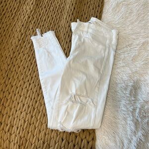 American Eagle High Rise Jegging White Ripped Jeans